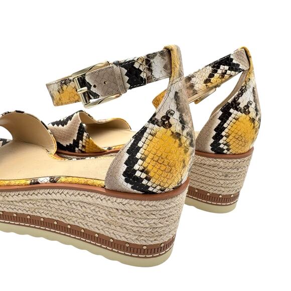 Vince Camuto Meestana Leather Textured Python Snake Platform Espadrille Sandals - Picture 7 of 9